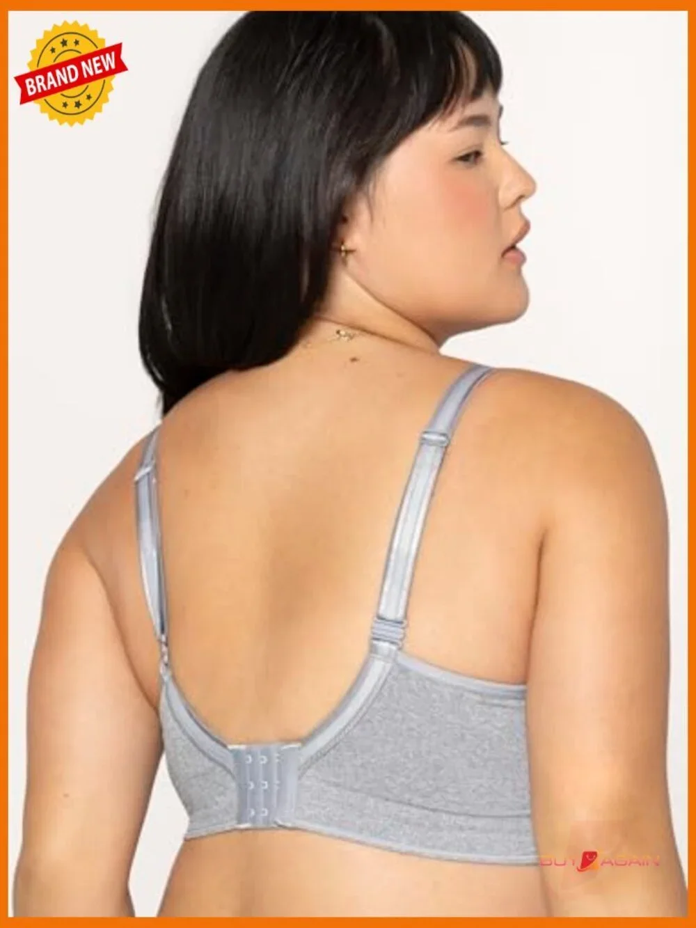 Plus Size Wireless Bra Seamless Full Coverage Hook Eye Back Adjustable Straps